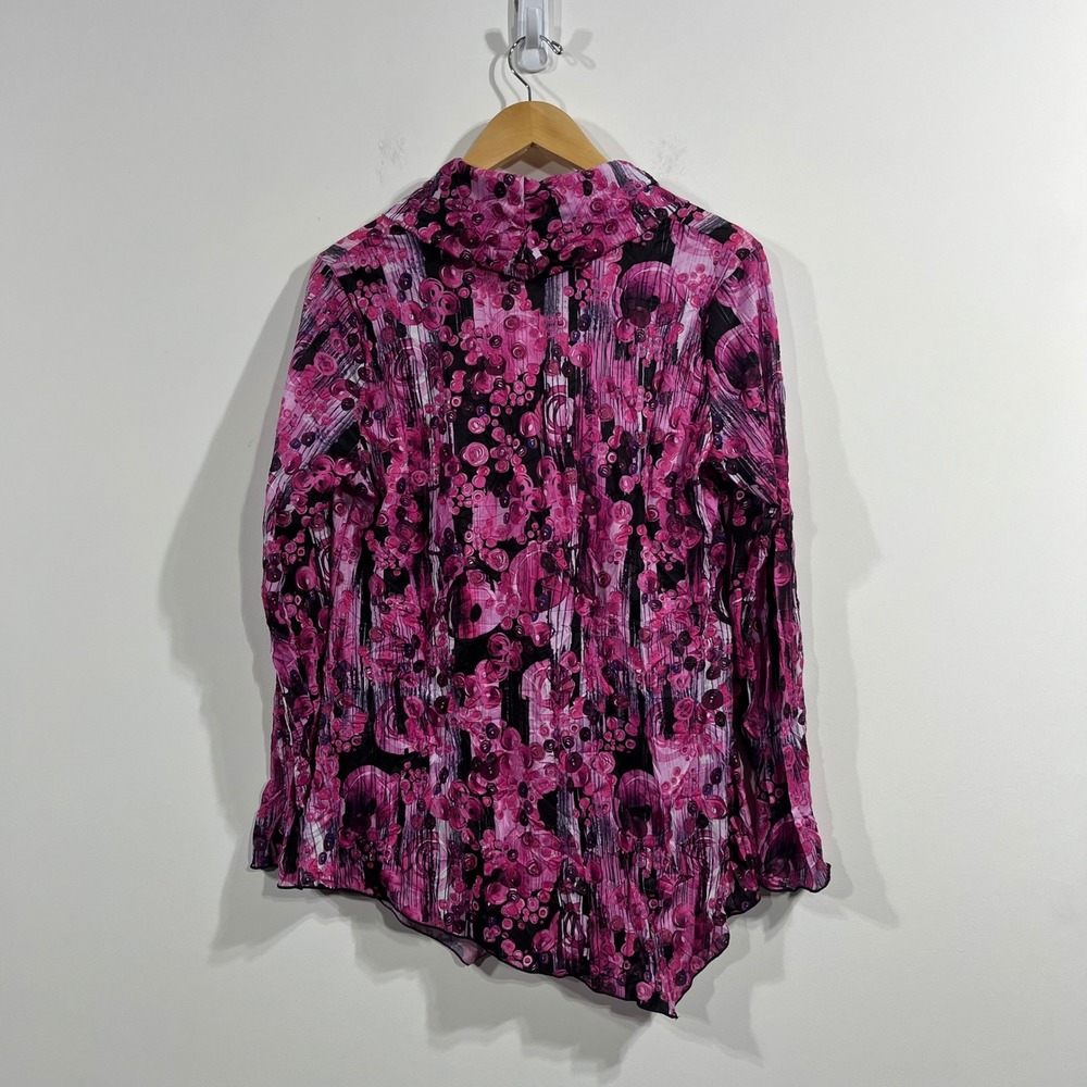 Sno Skins Abstract Print Cowl Neck Asymmetrical Top Womens Large Arsty Pink - Picture 4 of 7